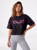 Pink stitched black tee