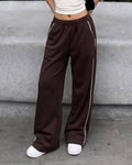 Brown Piping Track Pants