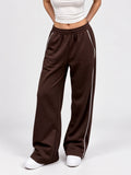Brown Piping Track Pants
