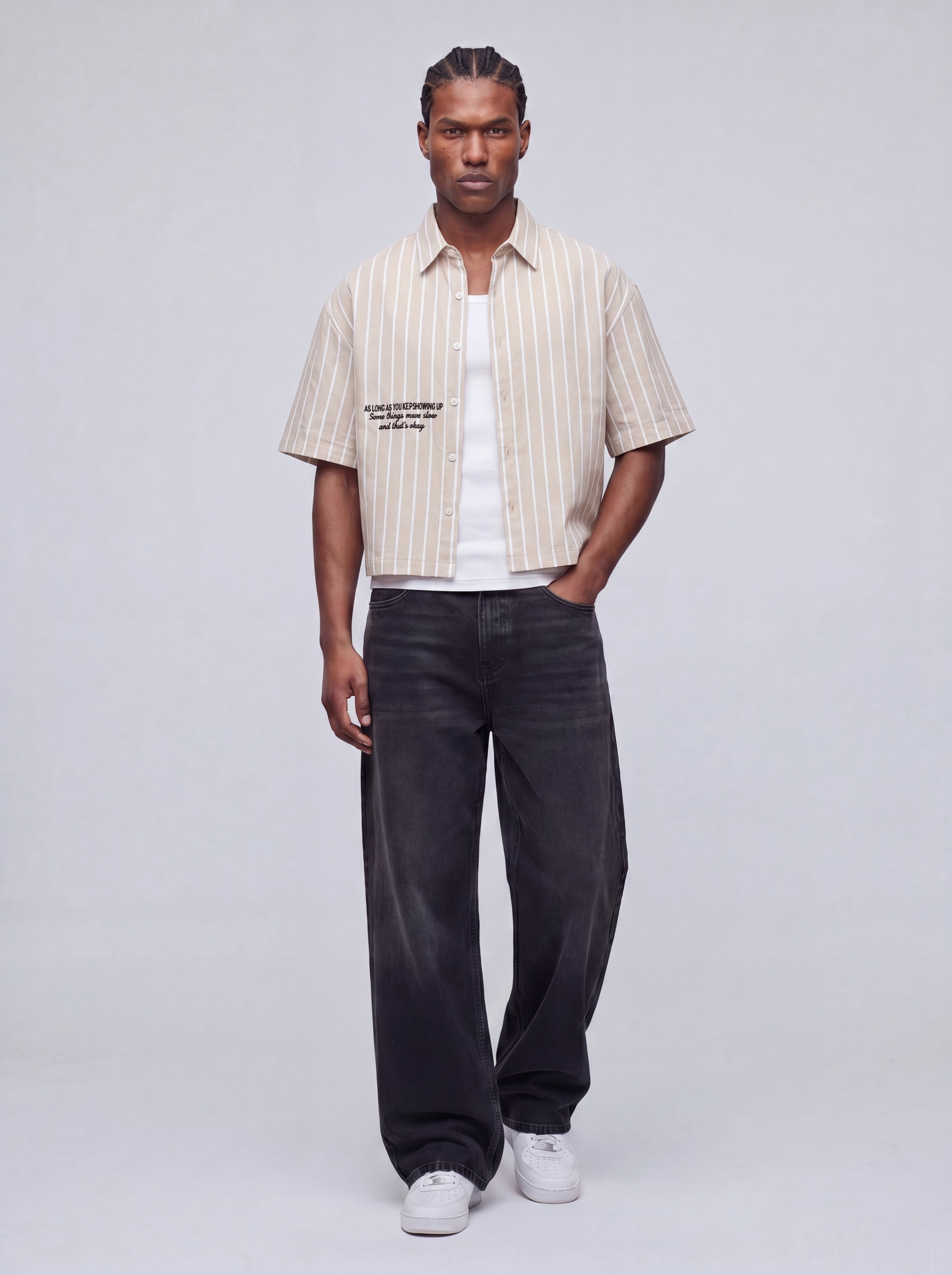 Embroidered Striped Linen Shirt
