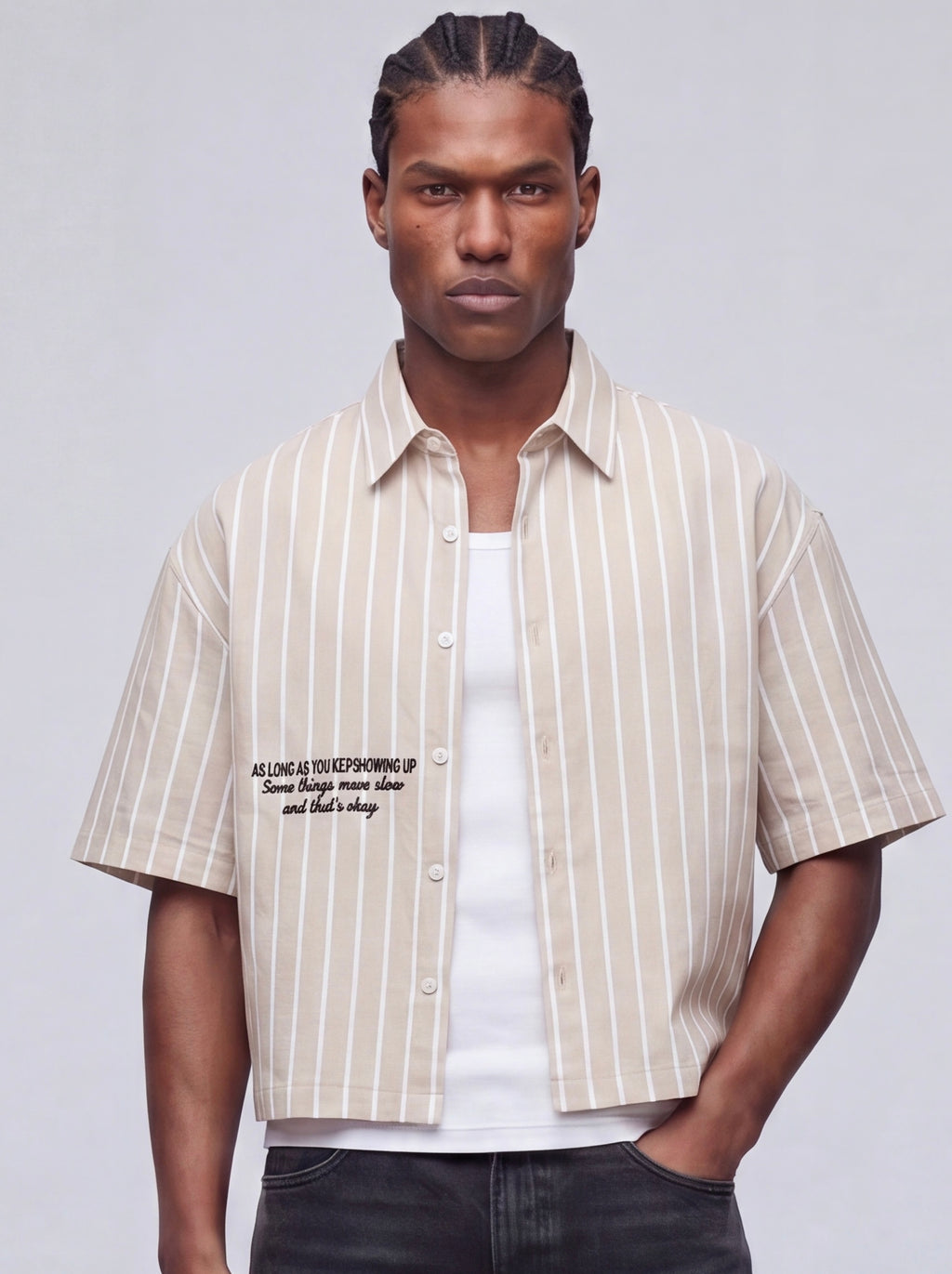 Embroidered Striped Linen Shirt