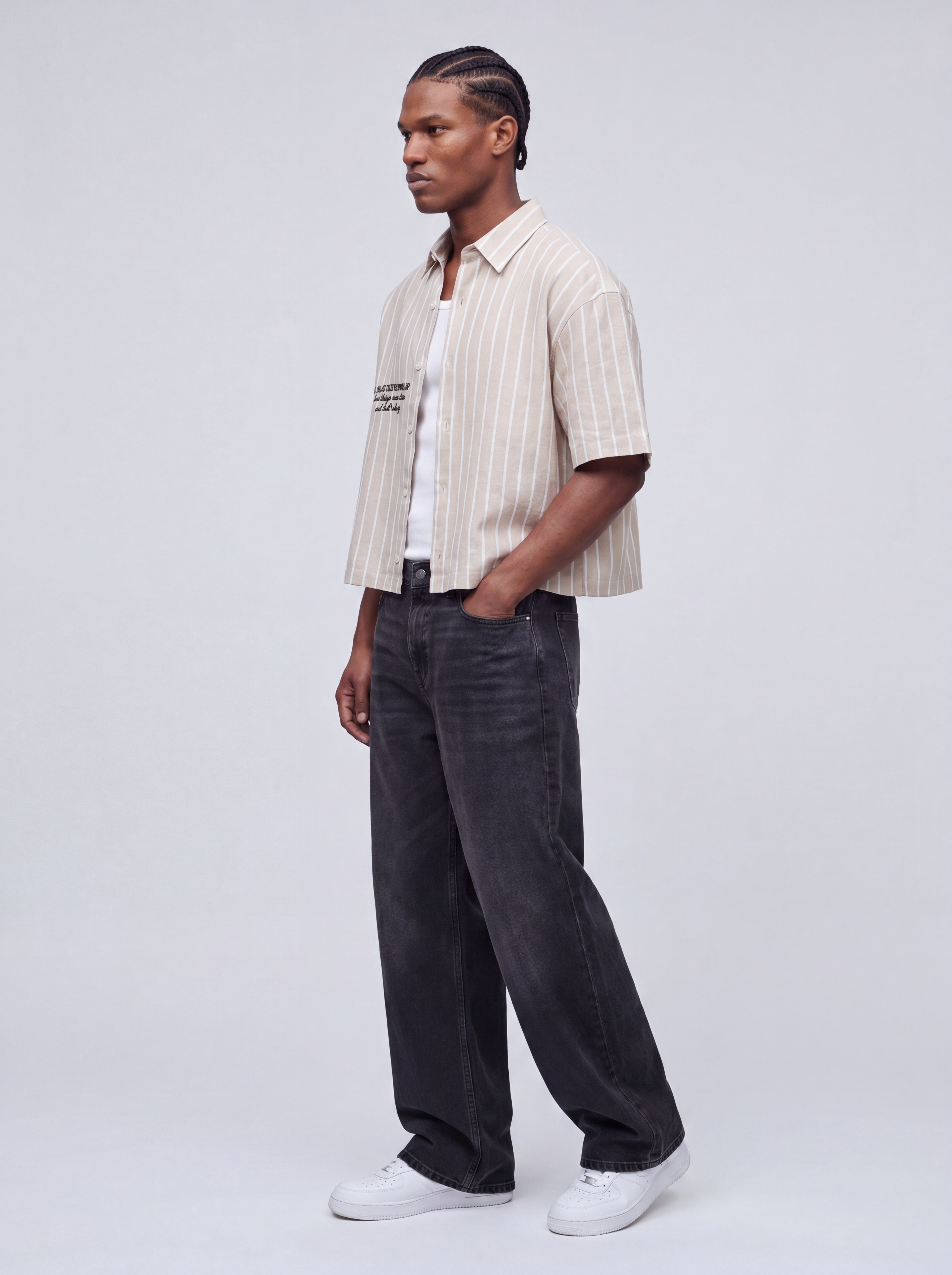 Embroidered Striped Linen Shirt