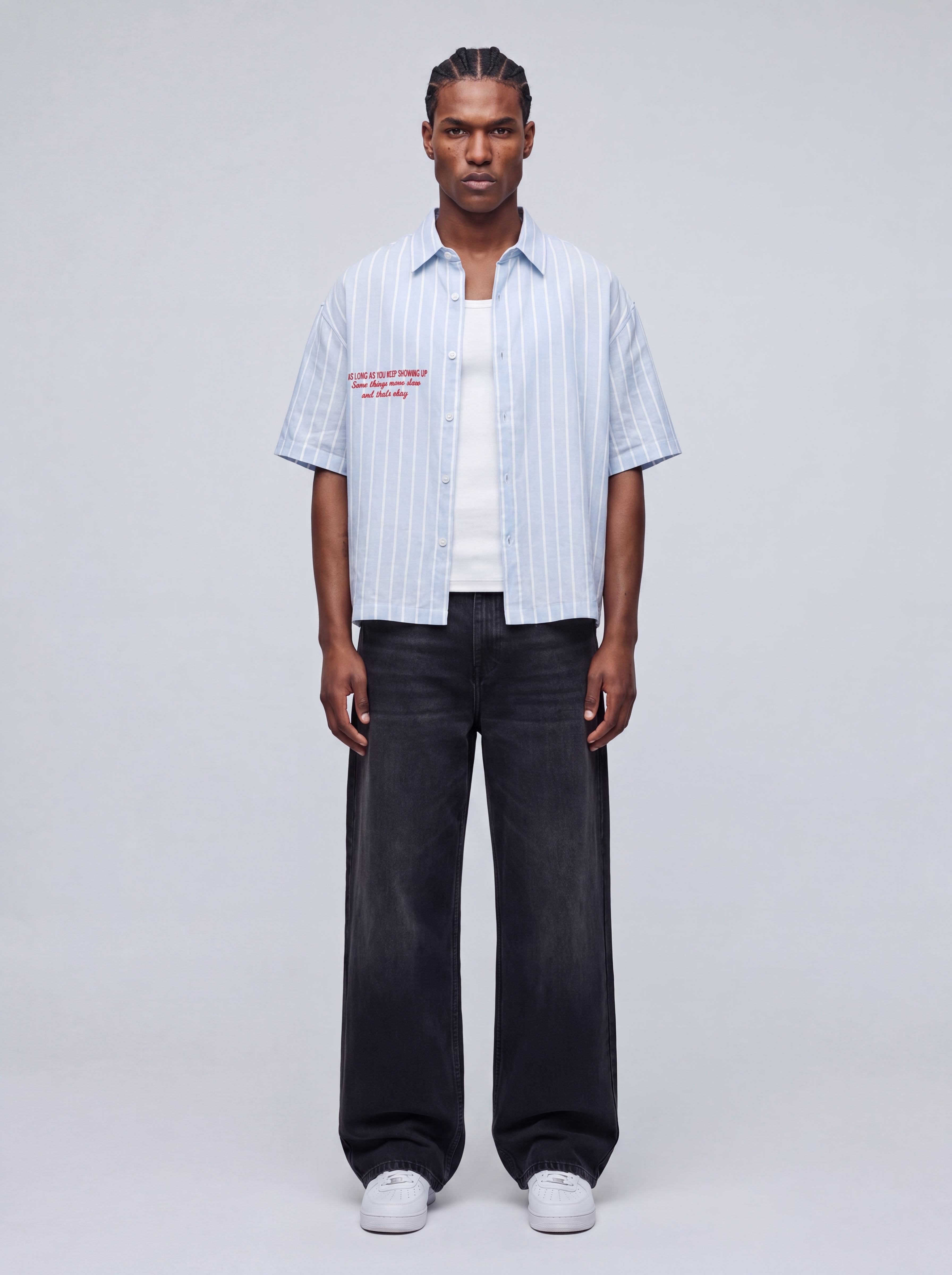 Embroidered Striped Linen Shirt