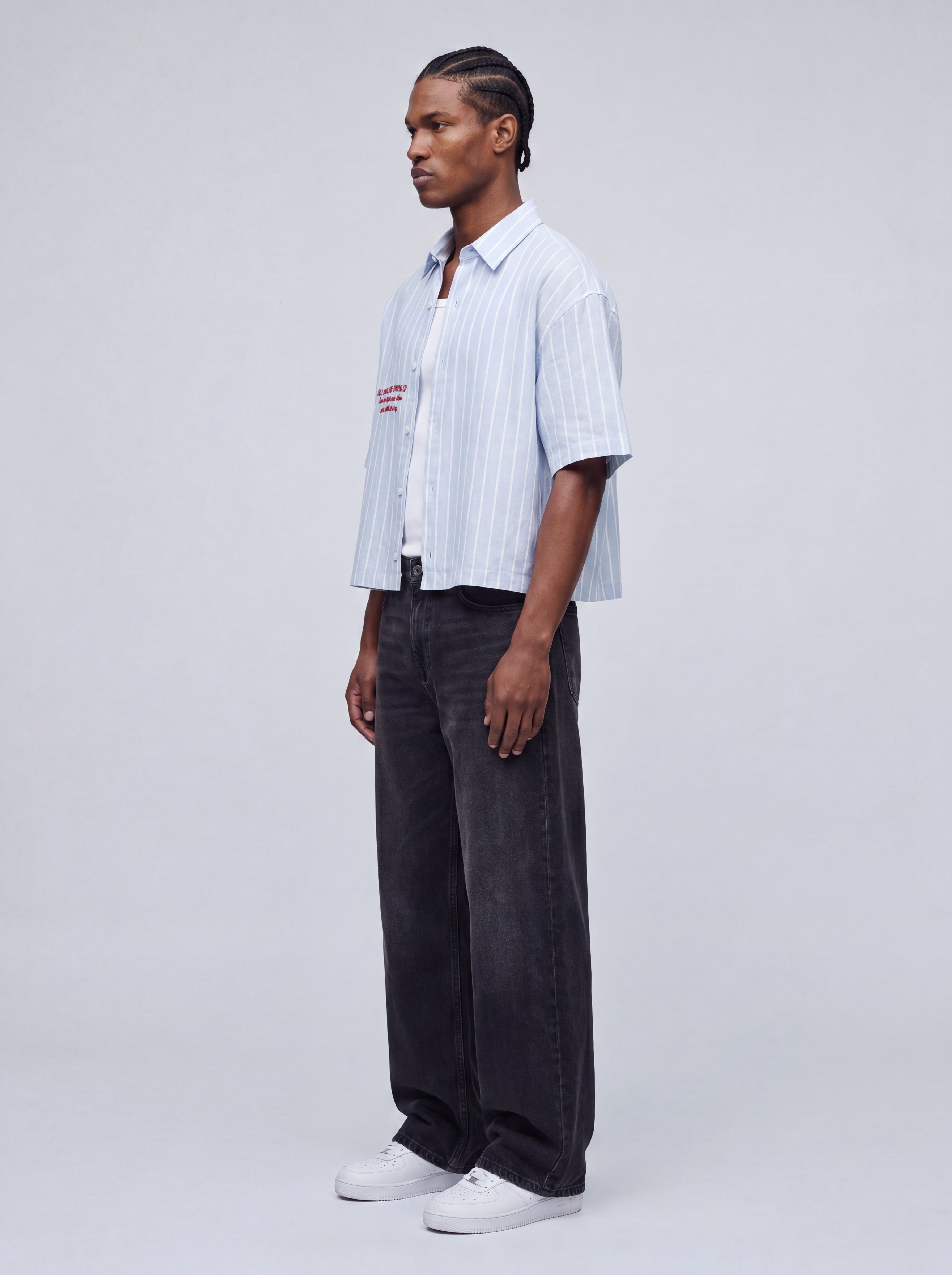 Embroidered Striped Linen Shirt