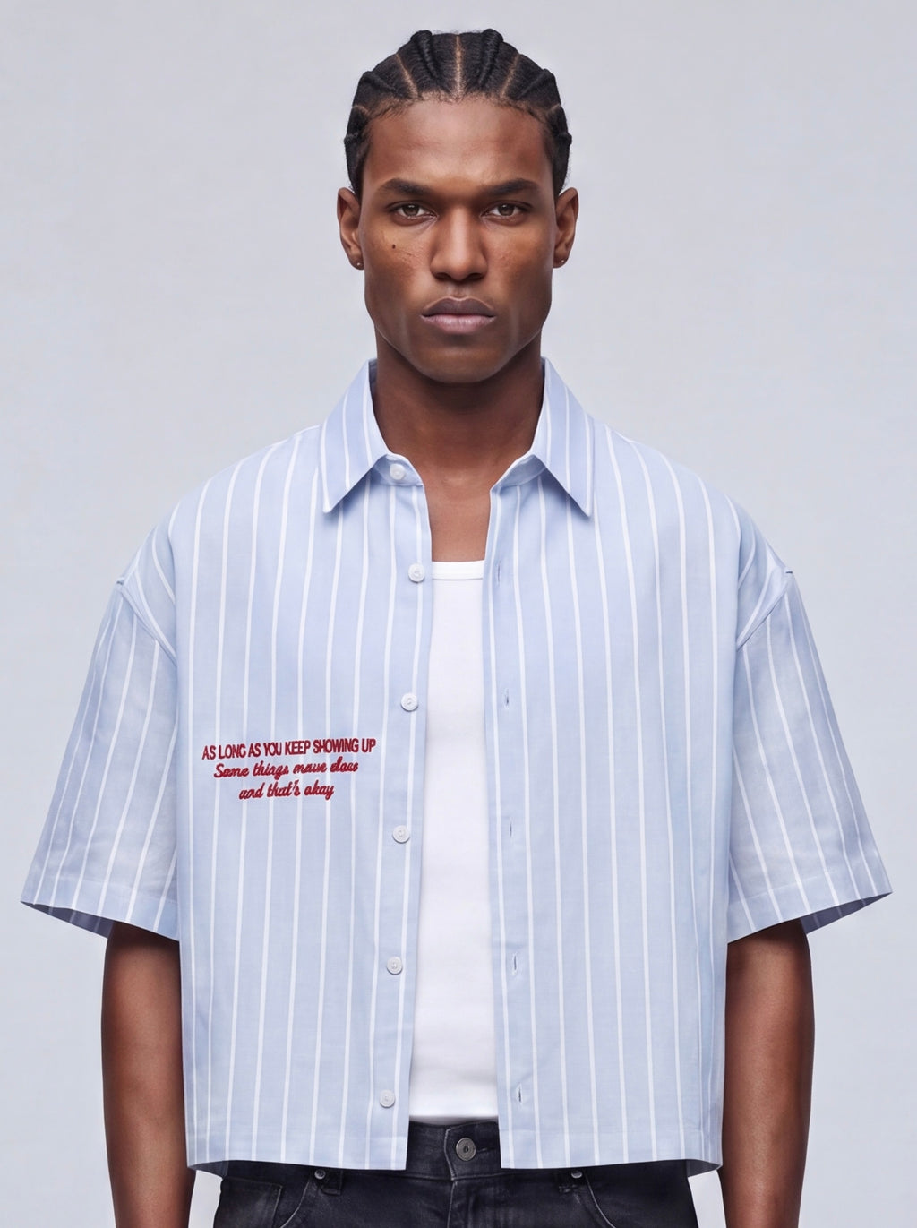 Embroidered Striped Linen Shirt