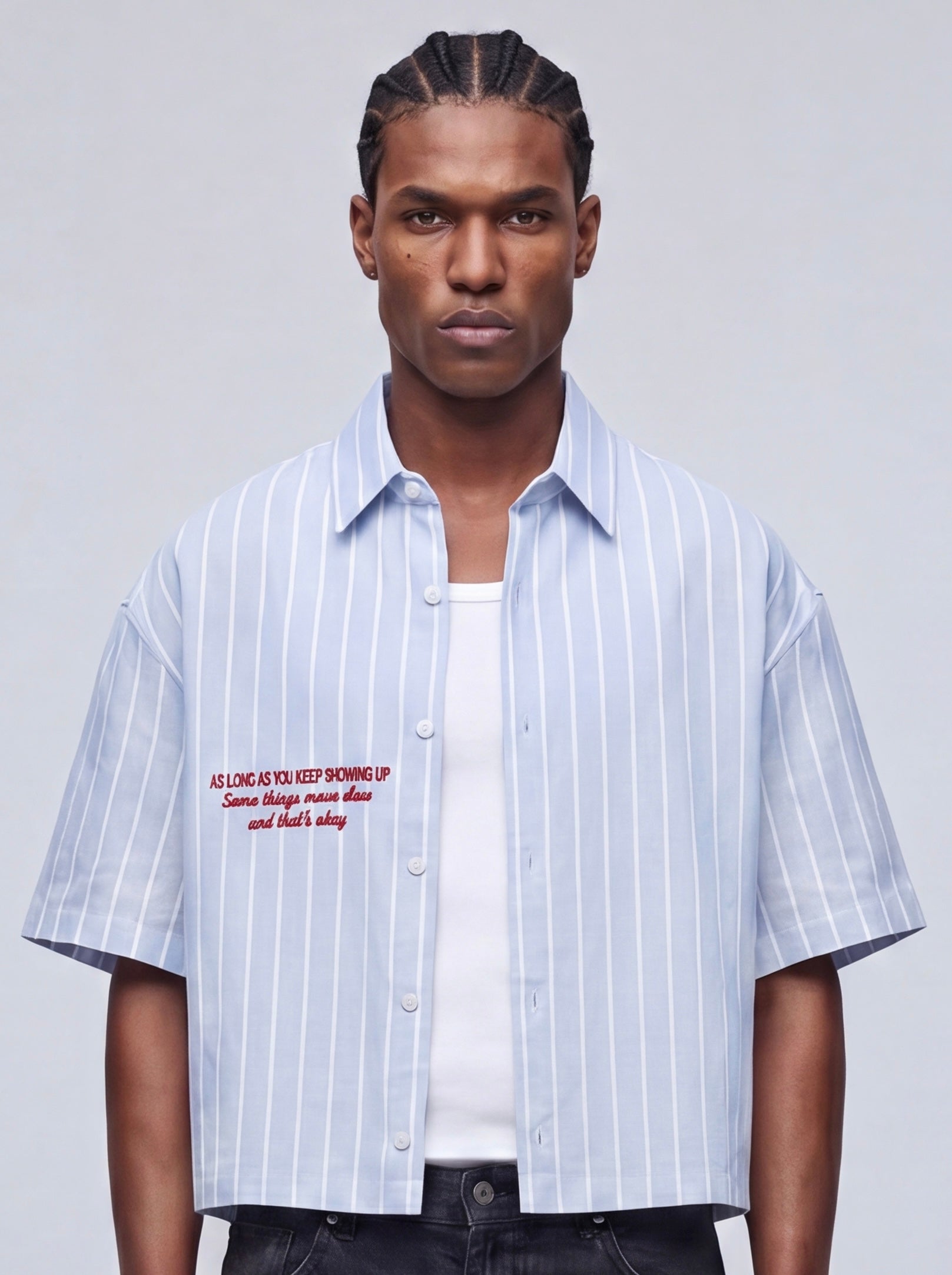 Embroidered Striped Linen Shirt