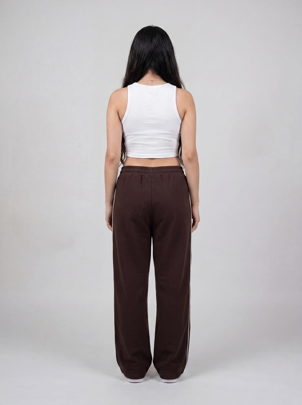 Brown Piping Track Pants