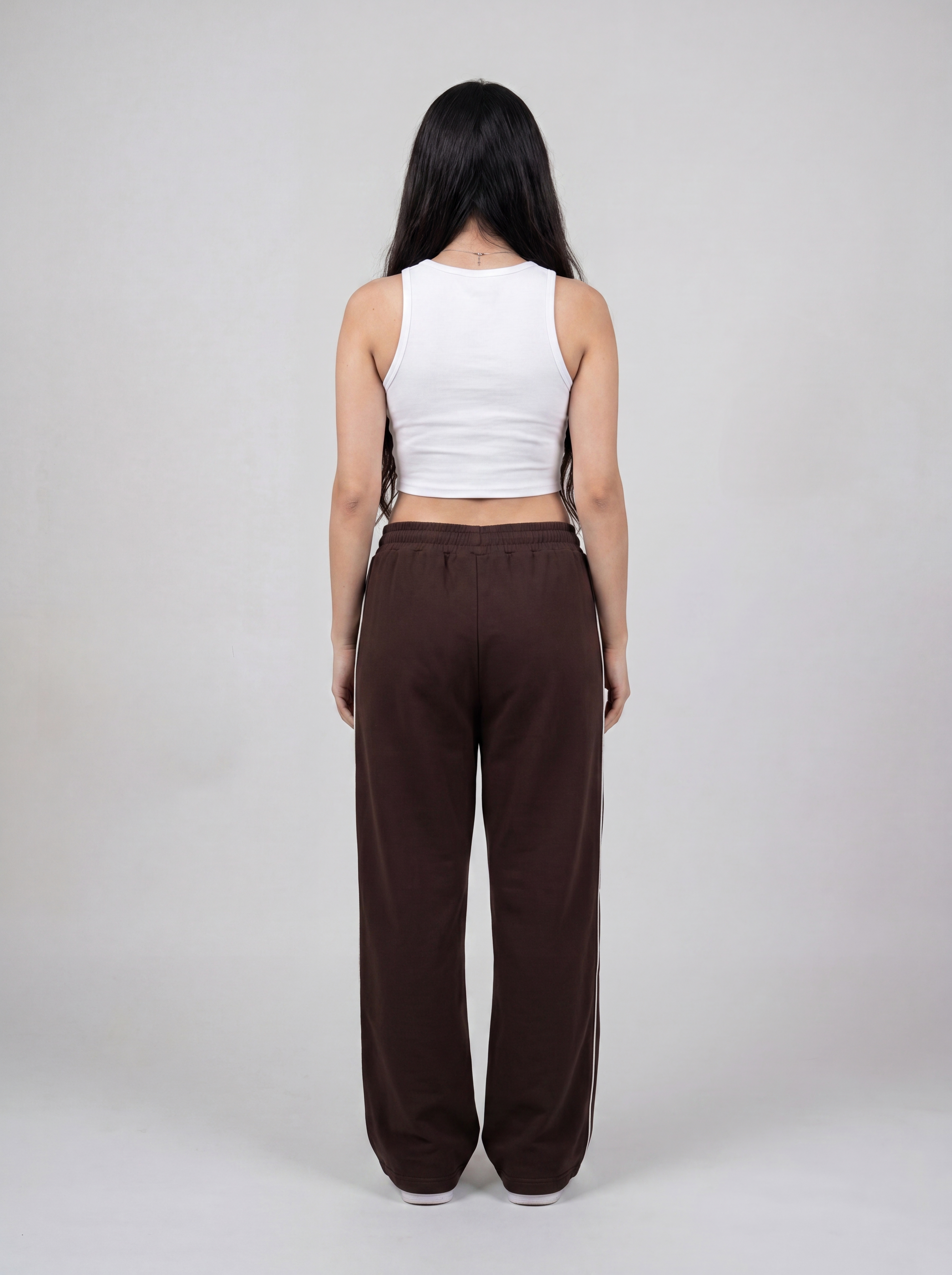 Brown Piping Track Pants